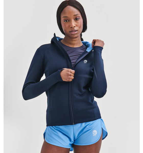 950456101101 YMR TRACK CLUB Åsunden Ladies Full Zip Hoodie Navy  Model01 Detail