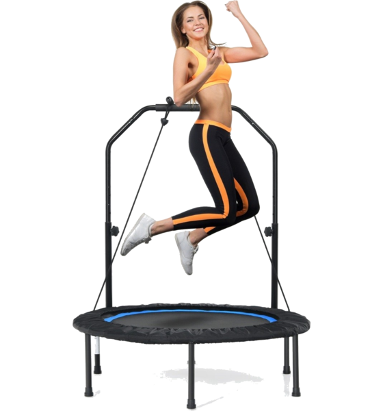 
B2X, 
&Oslash;101 Cm Trampoline With 2 Resistance Bands Mini Trampoline With Height-adjustable Handle Black + Blu, 
Detail 1
