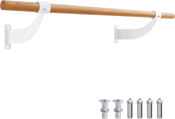 
B2X, 
120 Cm Long Wooden Ballet Bar Including Wall Distance Wall Mounting Dance Bar Natural, 
Detail 1
