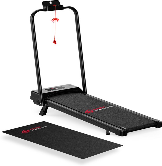 
HOMEFITNESSCODE, 
2‑i‑1 F&auml;llbart L&ouml;pband 1&ndash;10 Km/h, Lcd, 5% Manuaalinen Kaltevuus(med Matta), 
Detail 1
