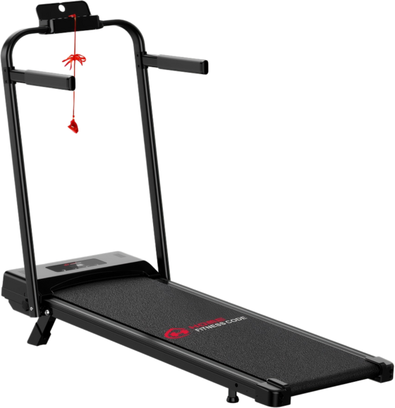 
HOMEFITNESSCODE, 
2-i-1 Vikbar L&ouml;pmaskin Med Handtag, Led-display 1-8 Km/h, 120 Kg, 
Detail 1
