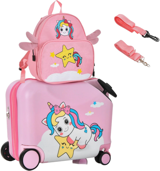 
B2X, 
2-piece Children's Suitcase + Backpack 47 Cm Long Ride-on Suitcase And 30 Cm Wide Backpack Pink Unic, 
Detail 1
