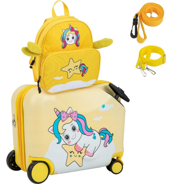
B2X, 
2-piece Children's Suitcase + Backpack 47 Cm Long Ride-on Suitcase And 30 Cm Wide Backpack Yellow Un, 
Detail 1
