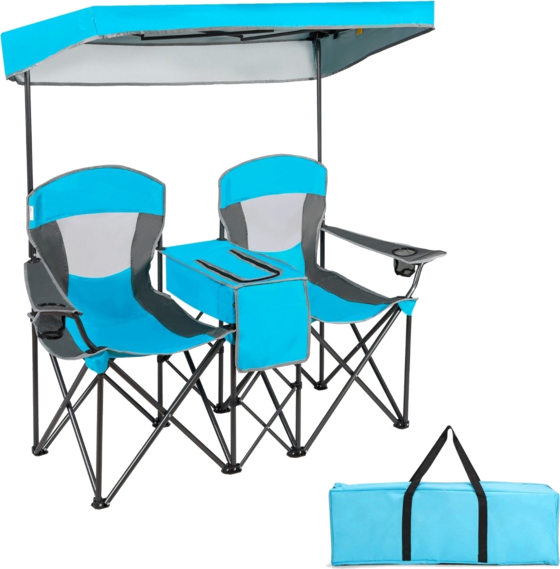 950503101101 B2X 2-seater Camping Chair With Sun Protection Mini Table Folding Fishing Chair With Carry Bag 166 X 71  Standard Detail