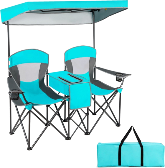 950596101101 B2X 2-seater Camping Chair With Sun Protection Mini Table Folding Fishing Chair With Carry Bag 166 X 71  Standard Detail