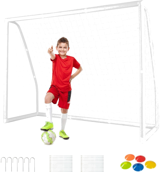 950385101101 NORTHIX 245 X 180 Cm Football Goal With High-strength Net  6 Ground Spikes, Weatherproof Goal, Football Tra  Standard Detail