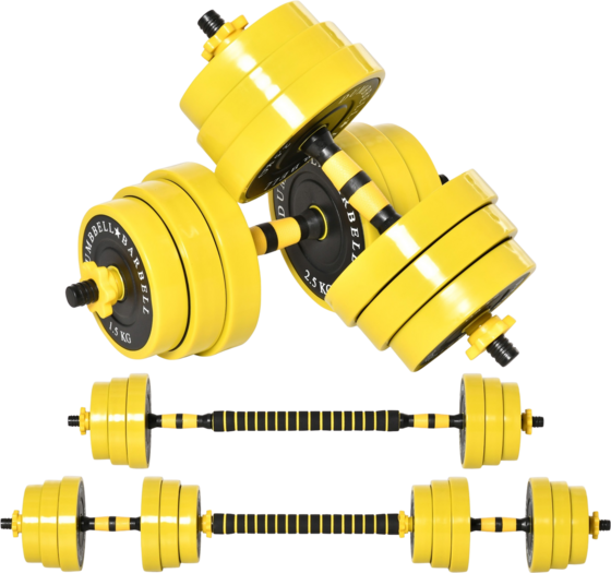 
NORTHIX, 
25 Kg Dumbbell Set 3-in-1 Adjustable Ergonomic With 12 Plates 2 Short Sticks And 1 Long Stick In Yel, 
Detail 1
