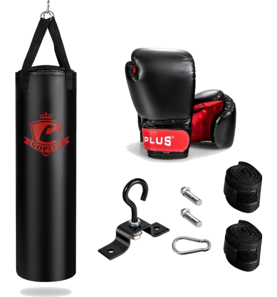 950509101101 B2X 28.5 Kg Punching Bag Set Punching Bag With 12 Oz Boxing Gloves  Hand Straps Black  Standard Detail