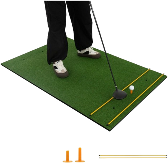 
B2X, 
3 In 1 Golf Hitting Mat With Artificial Grass 2 Golf Tees 2 Alignment Rods  6 Pre-drilled Tee Holes, 
Detail 1
