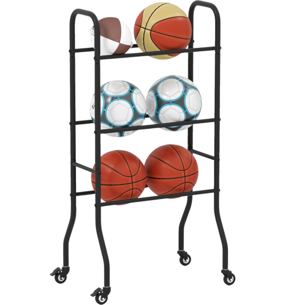 
NORTHIX, 
3-tier Metal Basketball Rack With Wheels &ndash; Holds 6 Balls, 
Detail 1
