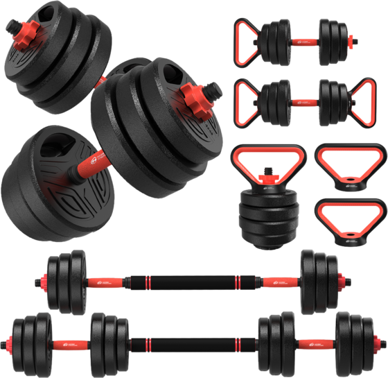 
HOMEFITNESSCODE, 
4-in-1 Adjustable Dumbbells &ndash; Barbell, Kettlebell And Push-up Set, 
Detail 1

