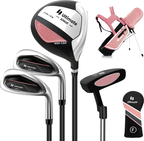950431101101 NORTHIX 4-piece Children's Golf Club Set With Golf Bag And Rain Cover For Children Aged 5-7 Years, Pink  Standard Detail