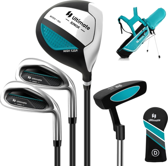 950390101101 NORTHIX 4-piece Children's Golf Club Set With Golf Bag And Rain Cover For Children Aged 8-10 Years Blue  Standard Detail