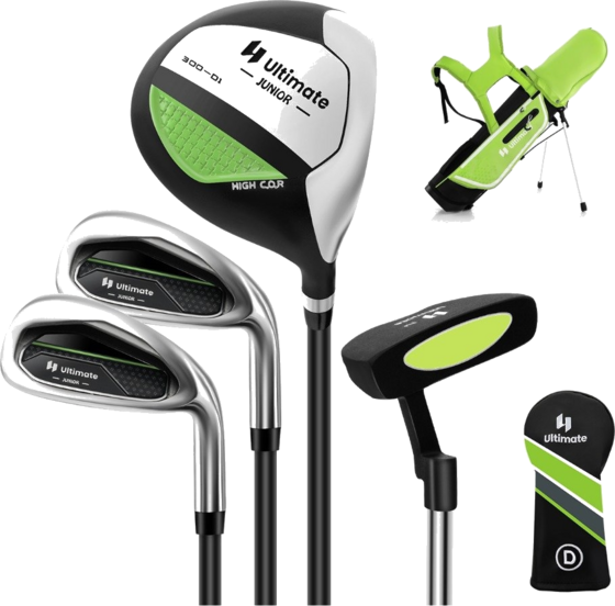 
B2X, 
4-piece Children's Golf Club Set With Golf Bag And Rain Cover For Children Aged 8-10 Years. Green, 
Detail 1
