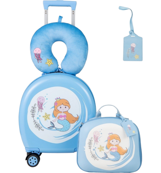 
B2X, 
4-piece Children's Suitcase + Backpack 10"+14" Children's Trolley With Wheels Blue, 
Detail 1
