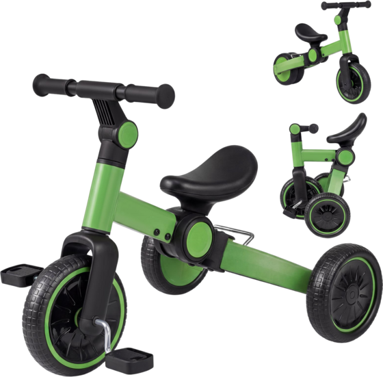 
NORTHIX, 
5-in-1 Kids Balance Bike With Removable Pedals, Green, 
Detail 1
