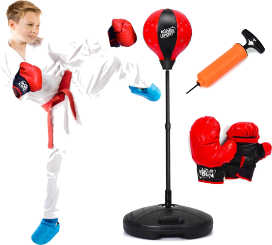 951542101101 NORTHIX 81-123.5cm Height-adjustable Punching Ball Incl. Boxing Gloves  Hand Pump Children's Boxing Set Red  Standard Detail