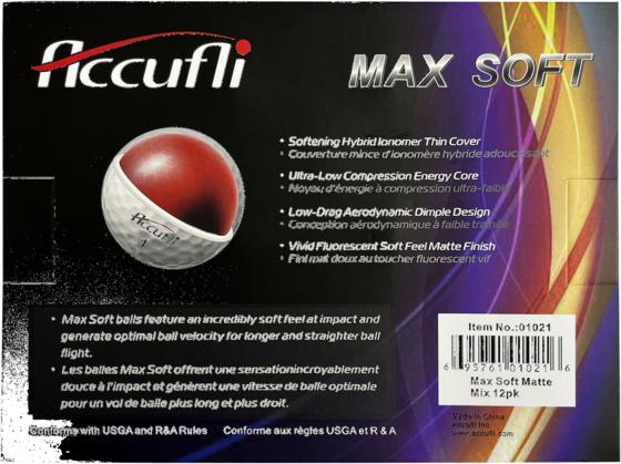 ACCUFLI, Accufli Max Soft Matte Mix 12-pack Golfbollar