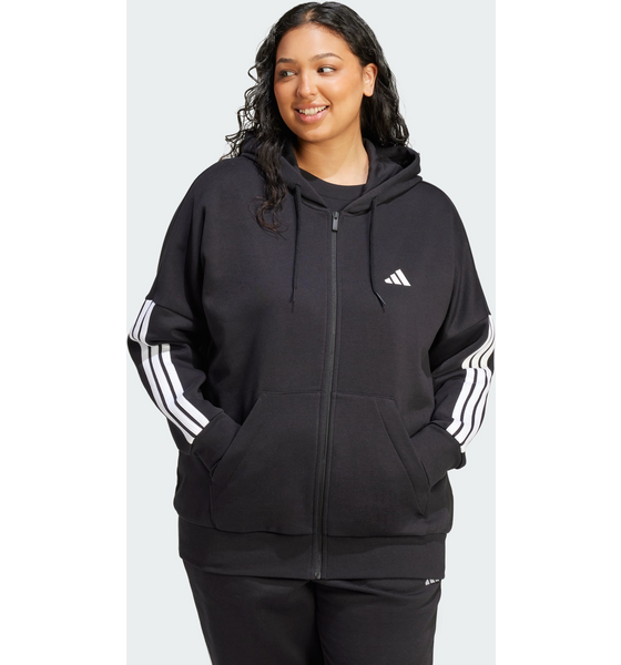 947758101101 ADIDAS Adidas Essentials 3-stripes Full-zip Fleece Hoodie (plus Size)  Model01 Detail