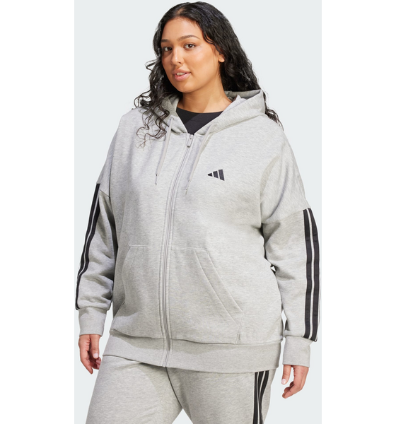 947758102101 ADIDAS Adidas Essentials 3-stripes Full-zip Fleece Hoodie (plus Size)  Model01 Detail