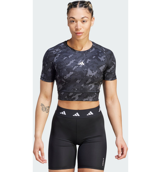 Adidas Adidas Techfit Camo Print Crop Training Tee Treenivaatteet BLACK / CARBON