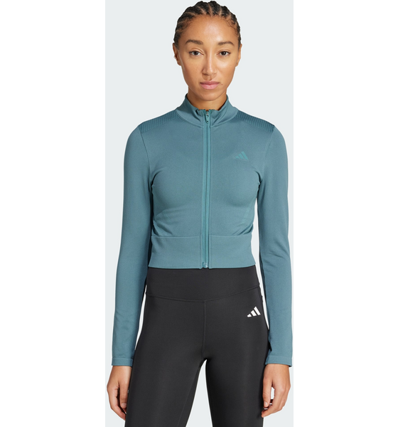 958444102101 ADIDAS Adidas Workout Essentials Stickad Jacka Med Hel Dragkedja  Model01 Detail