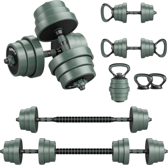 
NORTHIX, 
Adjustable 4-in-1 Dumbbell Set, 20kg With Kettlebell  Barbell, 
Detail 1
