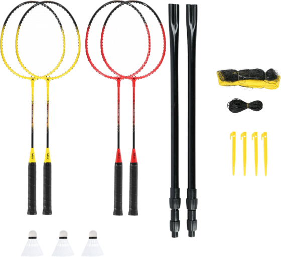 
NORTHIX, 
Badminton Set &ndash; 4 Rackets, 3 Feather Shuttlecocks, Net, 
Detail 1
