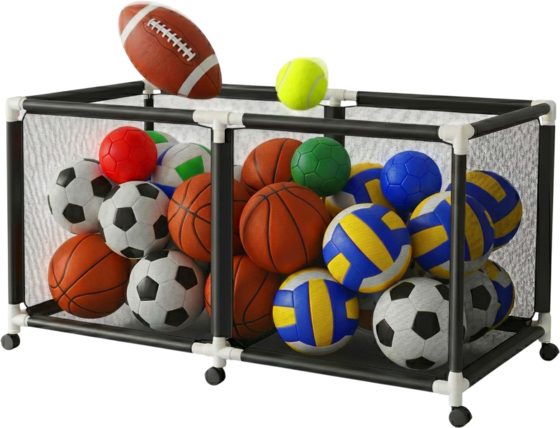 
NORTHIX, 
Ball Storage Cart, Mesh Basket, 4 Swivel Casters With Brakes, 
Detail 1
