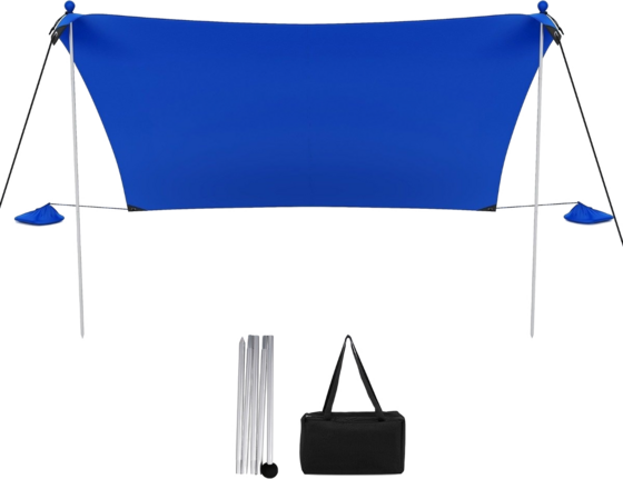 954948101101 NORTHIX Beach Tent 230 X 200 Cm Upf 50+ Sun Tent With Sand Anchors, Sandbags And 2 Support Poles Blue  Standard Detail