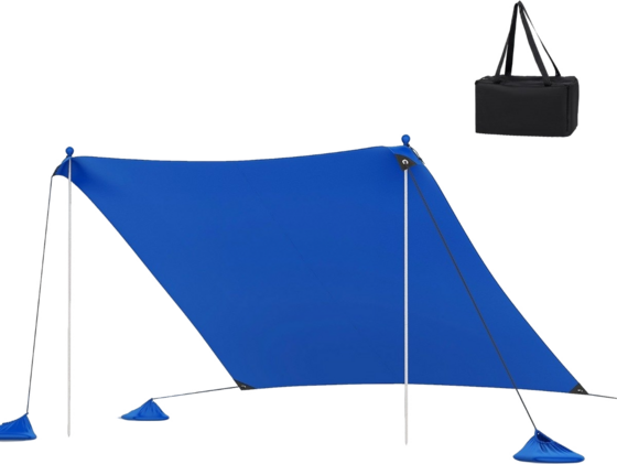 955528101101 NORTHIX Beach Tent 300 X 300 Cm Upf 50+ Sun Tent With Sand Anchors, Sandbags And 2 Support Poles, Dark Blue  Standard Detail
