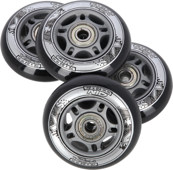 
NORTHIX, 
Black 72x24 82a Wheels  Abec-9 Bearings Set (4+8), 
Detail 1
