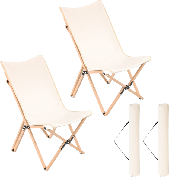 
NORTHIX, 
Butterfly Folding Chair Set Of 2, Bamboo, Beige, 150kg Capacity, 
Detail 1
