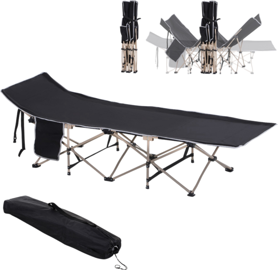 
NORTHIX, 
Camp Bed, Foldable Camping Bed, Camping Lounger With Storage Bag, Includes Carry Bag, Oxford, Black,, 
Detail 1
