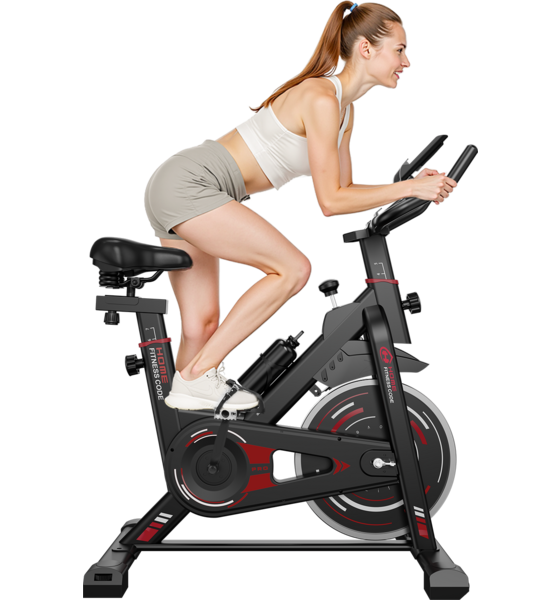 
HOMEFITNESSCODE, 
D1 Stationary Bike &ndash; Quiet, Adjustable Resistance (10kg Flywheel), 
Detail 1
