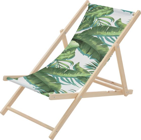 
ECD GERMANY, 
Ecd Germany Folding Deck Chair Tropical Green And White, Sunbed Wooden Beach Lounger With 3 Position, 
Detail 1
