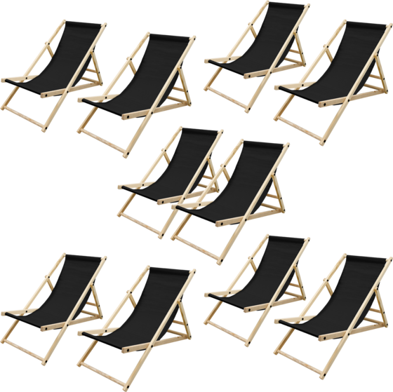 
ECD GERMANY, 
Ecd Germany Set Of 10 Foldable Wooden Deck Chair Garden Sun Lounger Black Reclining, 
Detail 1
