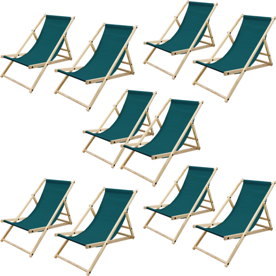 
ECD GERMANY, 
Ecd Germany Set Of 10 Foldable Wooden Deck Chair Garden Sun Lounger Dark Green Reclining, 
Detail 1
