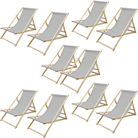 
ECD GERMANY, 
Ecd Germany Set Of 10 Foldable Wooden Deck Chair Garden Sun Lounger Light Gray Reclining, 
Detail 1
