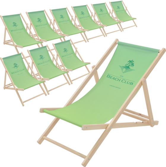 
ECD GERMANY, 
Ecd Germany Set Of 10 Folding Deck Chair Beach Club Green,sunbed Wooden Lounger With 3 Position, 
Detail 1
