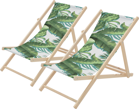 
ECD GERMANY, 
Ecd Germany Set Of 2 Folding Deck Chair Tropical Green And White, Sunbed Wooden Beach Lounger, 
Detail 1
