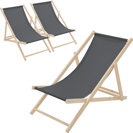 
ECD GERMANY, 
Ecd Germany Set Of 3 Foldable Wooden Deck Chair Garden Sun Lounger Anthracite Reclining, 
Detail 1

