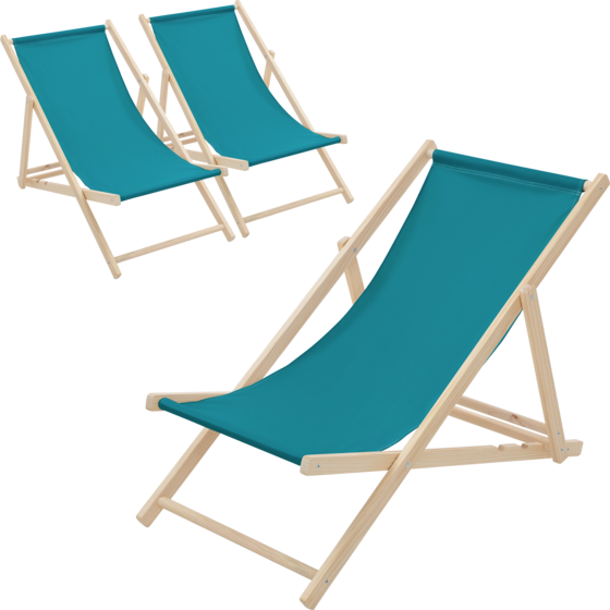 
ECD GERMANY, 
Ecd Germany Set Of 3 Foldable Wooden Deck Chair Garden Sun Lounger Turquoise Reclining, 
Detail 1

