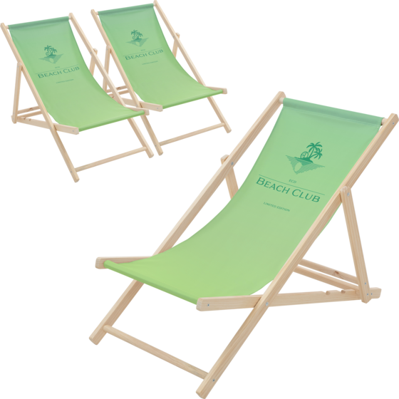 
ECD GERMANY, 
Ecd Germany Set Of 3 Folding Deck Chair Beach Club Green,sunbed Wooden Beach Lounger With 3 Position, 
Detail 1
