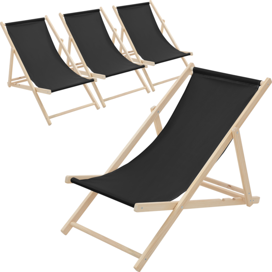
ECD GERMANY, 
Ecd Germany Set Of 4 Foldable Wooden Deck Chair Garden Sun Lounger Black Reclining, 
Detail 1
