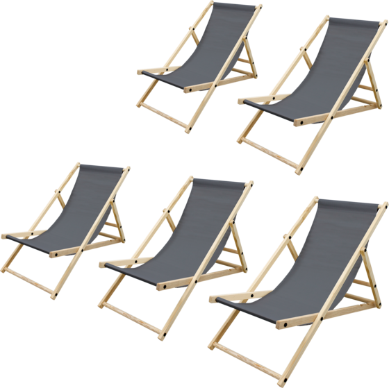 
ECD GERMANY, 
Ecd Germany Set Of 5 Foldable Wooden Deck Chair Garden Sun Lounger Anthracite Reclining, 
Detail 1
