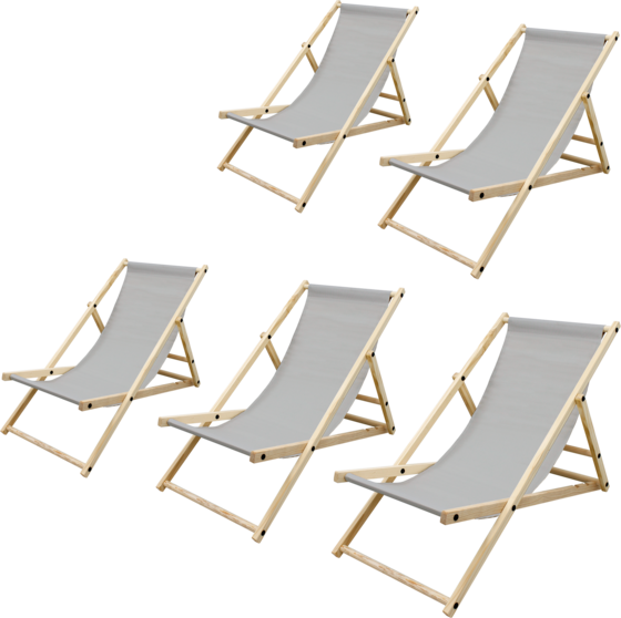 
ECD GERMANY, 
Ecd Germany Set Of 5 Foldable Wooden Deck Chair Garden Sun Lounger Light Gray Reclining, 
Detail 1
