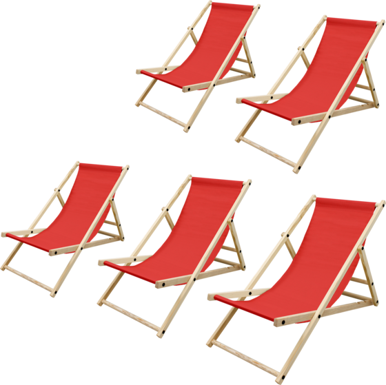 
ECD GERMANY, 
Ecd Germany Set Of 5 Foldable Wooden Deck Chair Garden Sun Lounger Red Reclining, 
Detail 1
