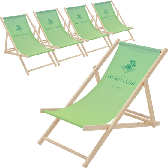 
ECD GERMANY, 
Ecd Germany Set Of 5 Folding Deck Chair Beach Club Green,sunbed Wooden Beach Lounger With 3 Position, 
Detail 1
