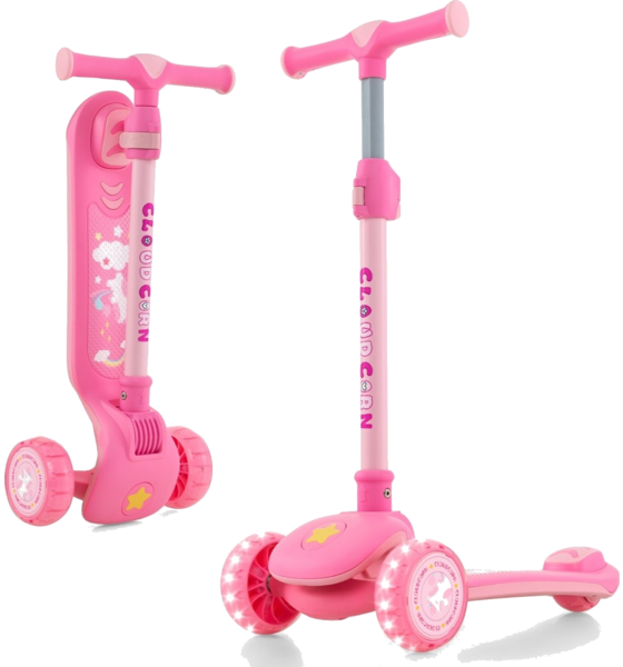 950393101101 NORTHIX Foldable Children's Scooter With Pu Led Wheels And Rear Brake, Height-adjustable Scooter, Pink  Standard Detail